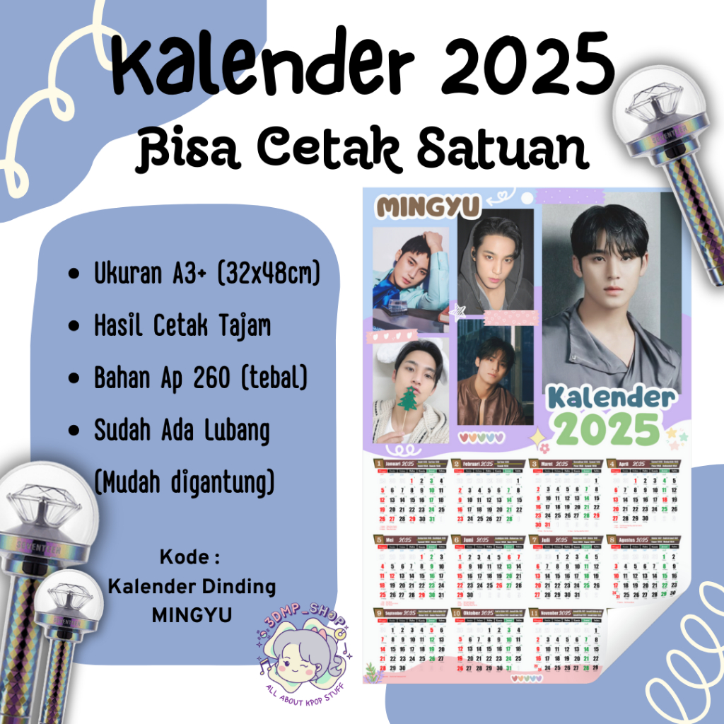 

Kalender Dinding A3 2025 SEVENTEEN Permember Jeonghan Mingyu Jun S.coups DK The8 Woozi Vernon Hoshi Joshua Wonwoo Dino Seungkwan