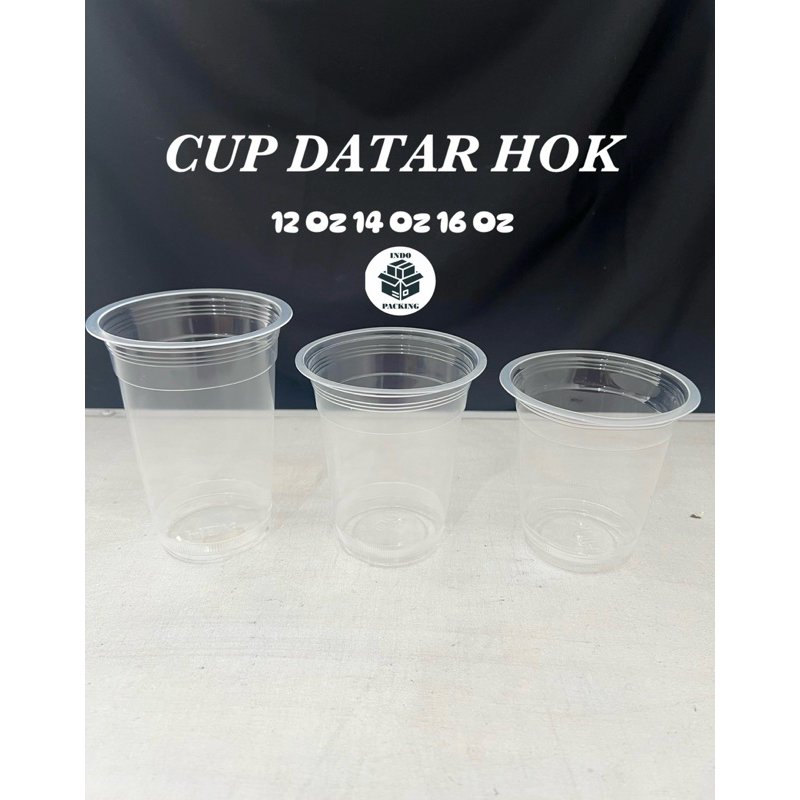 Cup Hok Datar 12 Oz 14 Oz 16 Oz / Cup Minuman / Gelas Hok Datar / Cup Berkualitas / Cup Es Kopi