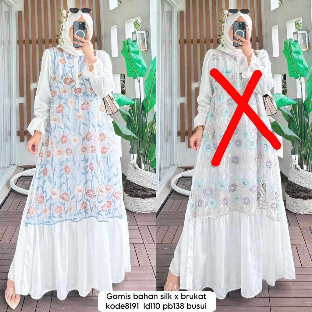 Gamis bahan silk x brukat alvaro