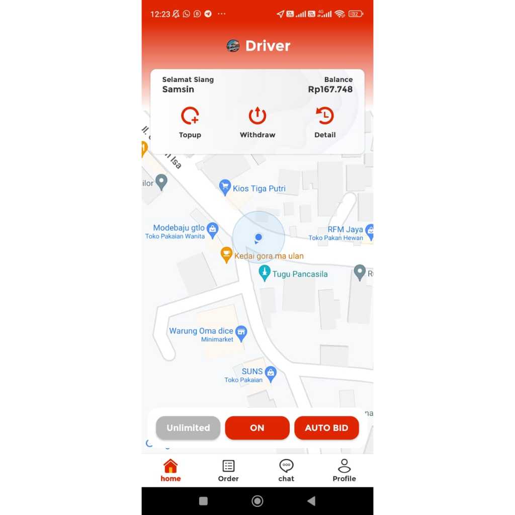 Aplikasi ojek online untuk jasa transportasi