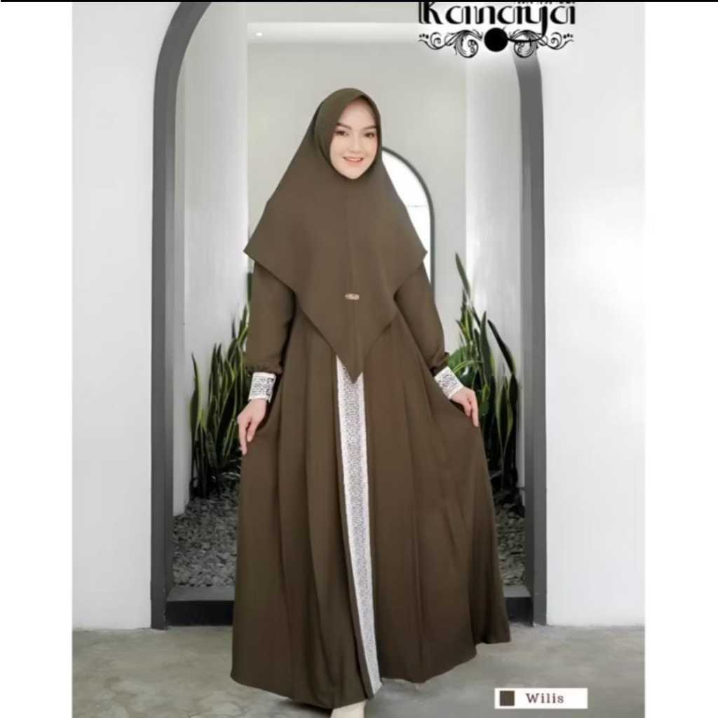 Kanaya dress gamis khimar syar'i Ukuran  all size - jumbo