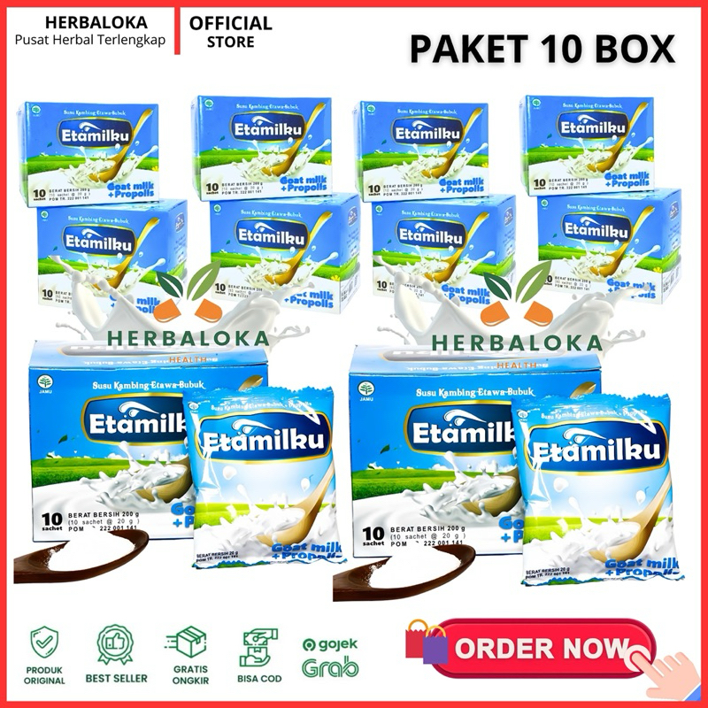 

BPOM PAKET HEMAT 10 BOX ETAMILKU Susu Kambing Etawa Bubuk Plus Propolis