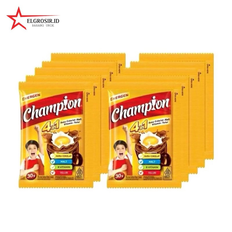 

Energen Champion 1 renceng isi 10 (30 gram) / Energen Champion Minuman Serbuk Cokelat 1 Renceng isi 10 Sachet