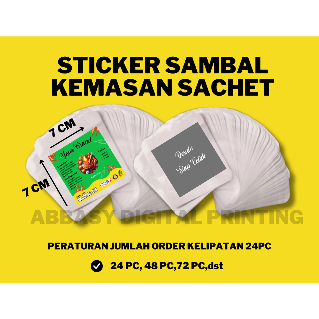 

STICKER PRODUK SAMBAL KEMASAN SACHET (BISA REQ UKURAN DAN DESAIN)