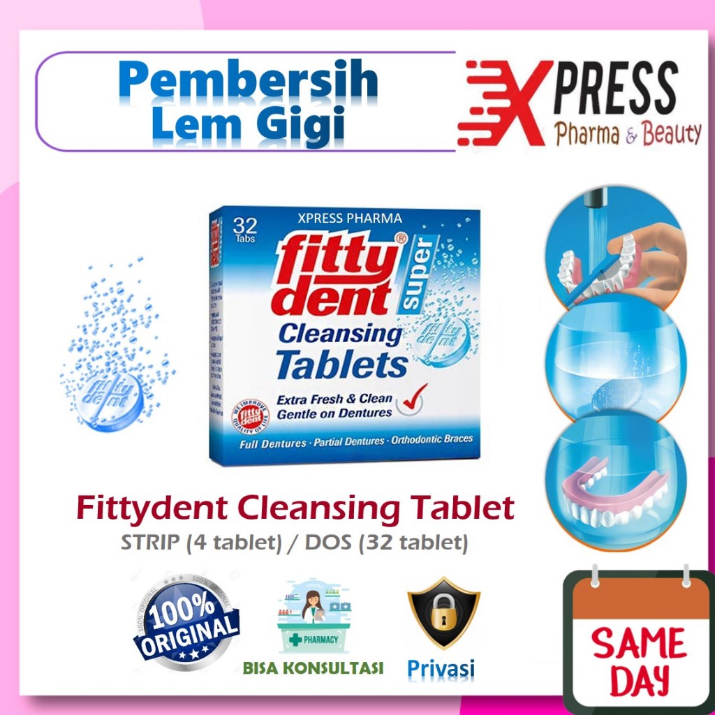 ⚡XPRESS⚡ STRIP CLEANSING TABLET Fittydent / Bony plus Pembersih Gigi Palsu Super Cleansing Tablet Fr