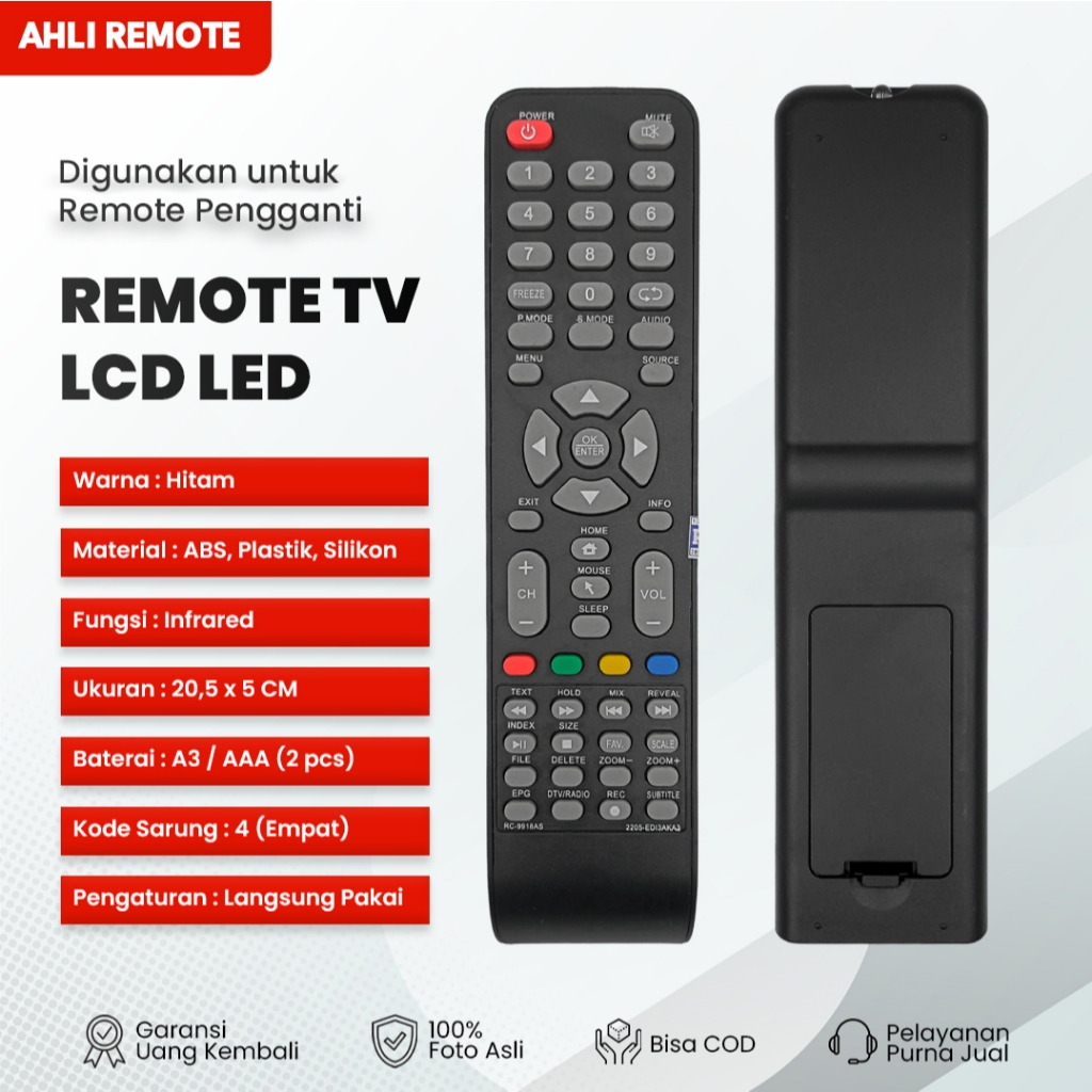 Remote TV Akari Smart TV RC-9918AS / Remot Smart TV Akari LCD LED