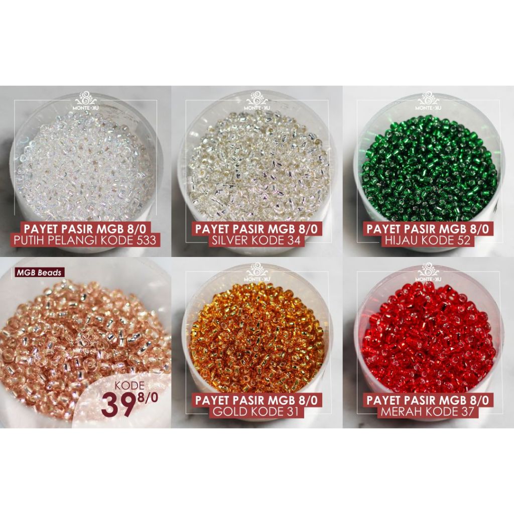 Manik Mote Payet Pasir Bulat Jepang MGB 6/0 8/0 4mm 30 gr Monte Payet Jahit Matsuno Glass Beads Mura