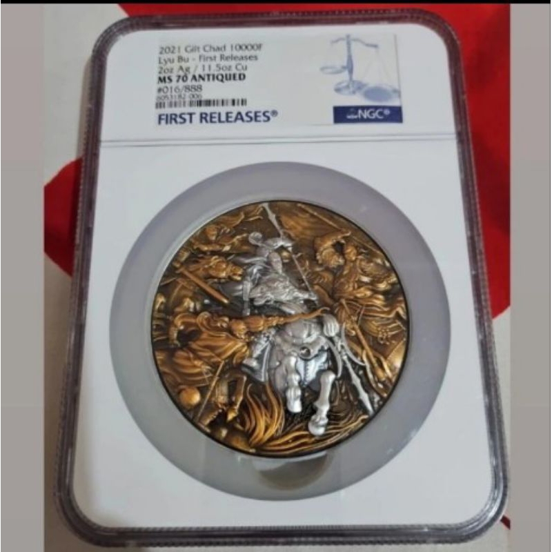 NGC MS 70 2021 gilt chad 10000 francs lyu bu kion perak 2 oz first realeses silver coin