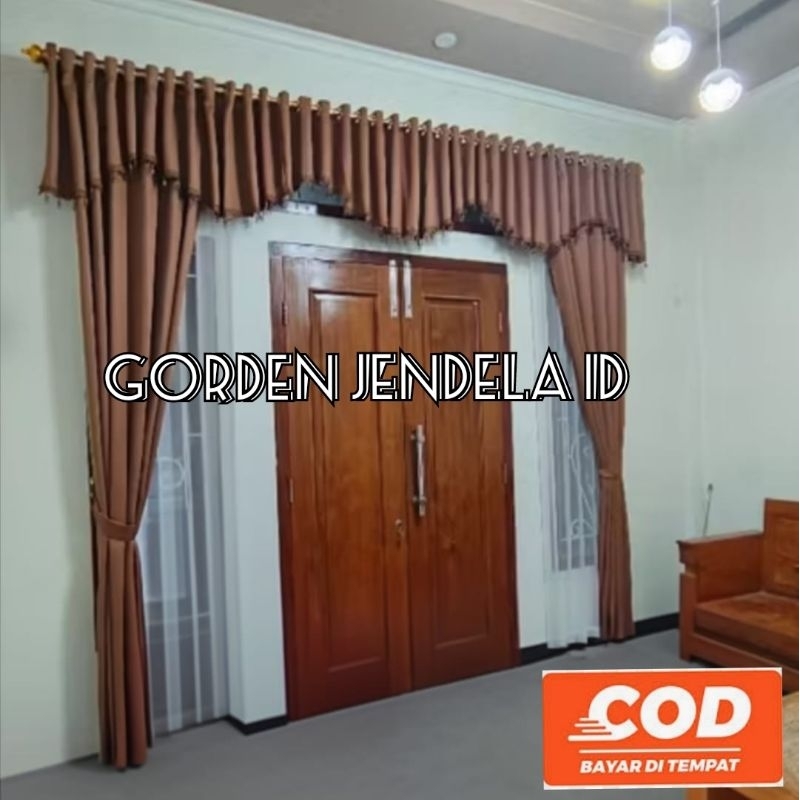 Satu Set Gorden Jendela Dan Pintu Poni Pisah Hordeng Blackout Import Premium Lebar 3 Meter