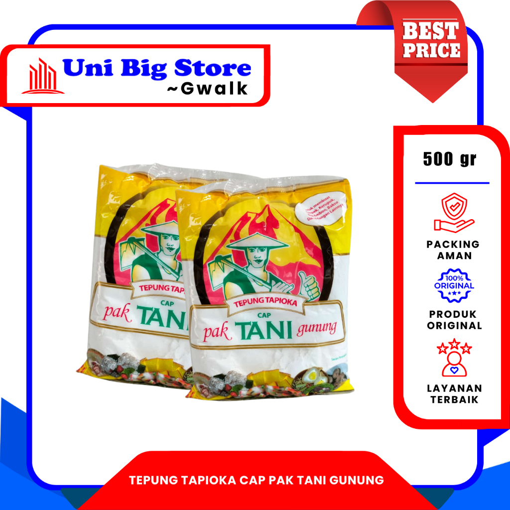 

TEPUNG SAGU TAPIOKA KANJI CAP PAK TANI GUNUNG - 500 gr