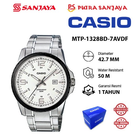 Jam Tangan Pria CASIO MTP-1328BD-7AVDF Original Garansi Resmi 1 tahun Stainless Steel