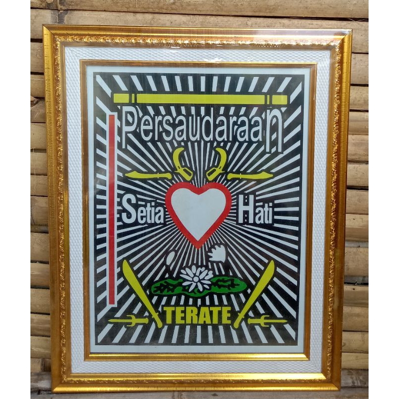 figura /bingkai dobel Linen 40x50/bingkai lambang psht