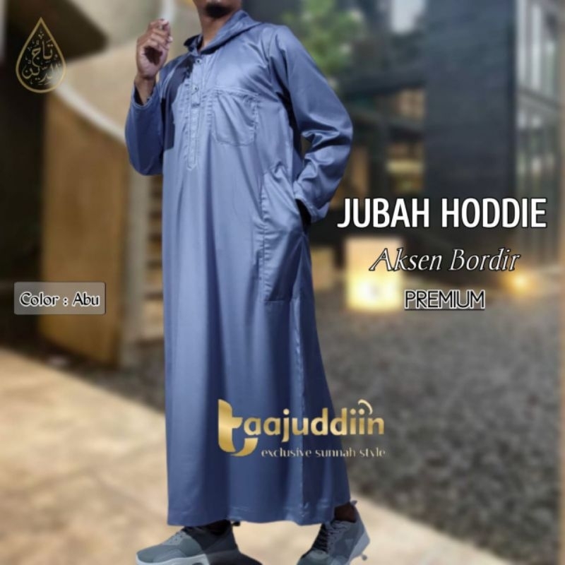 Jubah Pria Hodie Bordir Lengan Panjang Taajudin