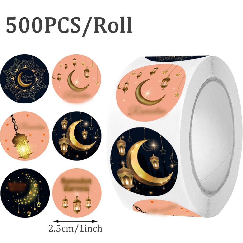 

1 Roll (500 Lbr) Sticker label dekorasi gift kado Lebaran Ramadhan Idul Fitri Mubarak/ Sticker kemasan bingkisan Lebaran/ Sticker packaging Lebaran Ramadhan