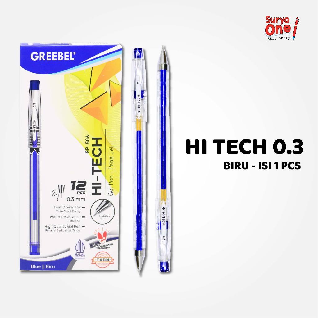 

Bolpoin Gel Greebel Hitech Biru GP-506 (1PCS) / Pulpen / Pena Gel Suryaone