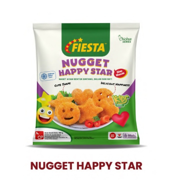

FIESTA CHICKEN NUGGET HAPPY STAR 400GR NAGET AYAM HALAL