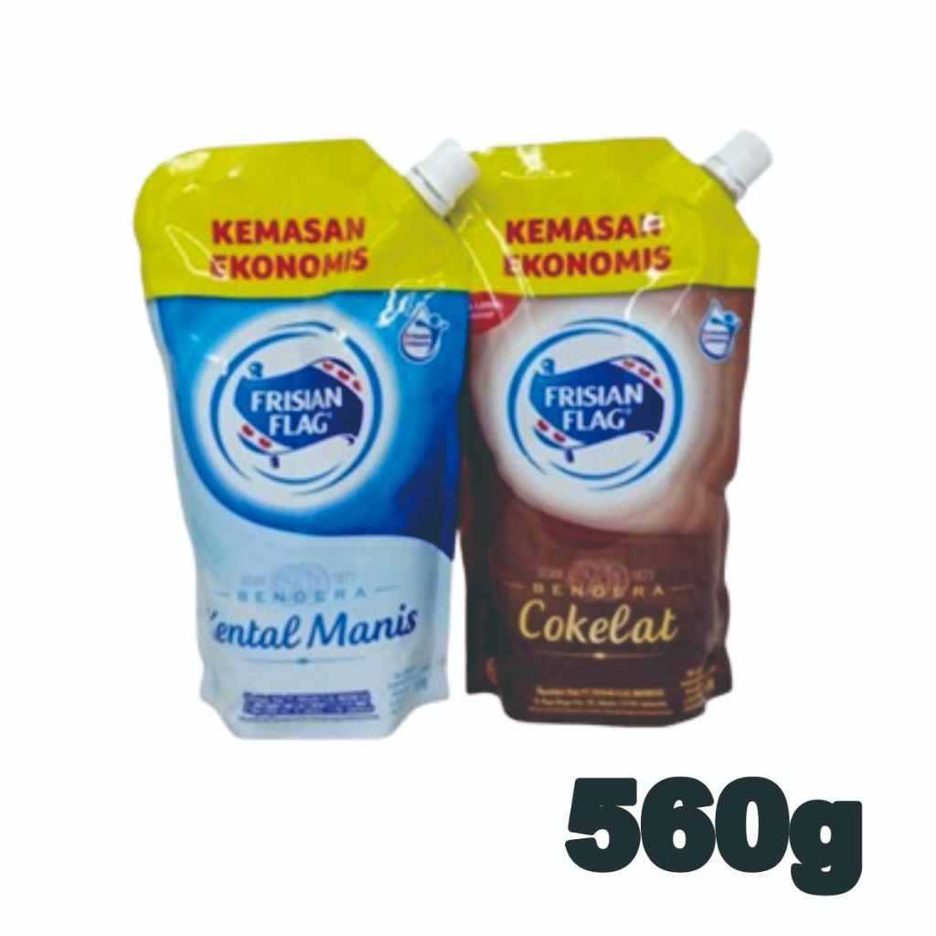

FRISIAN FLAG SUSU BENDERA KENTAL MANIS COKLAT / PUTIH POUCH 560GR