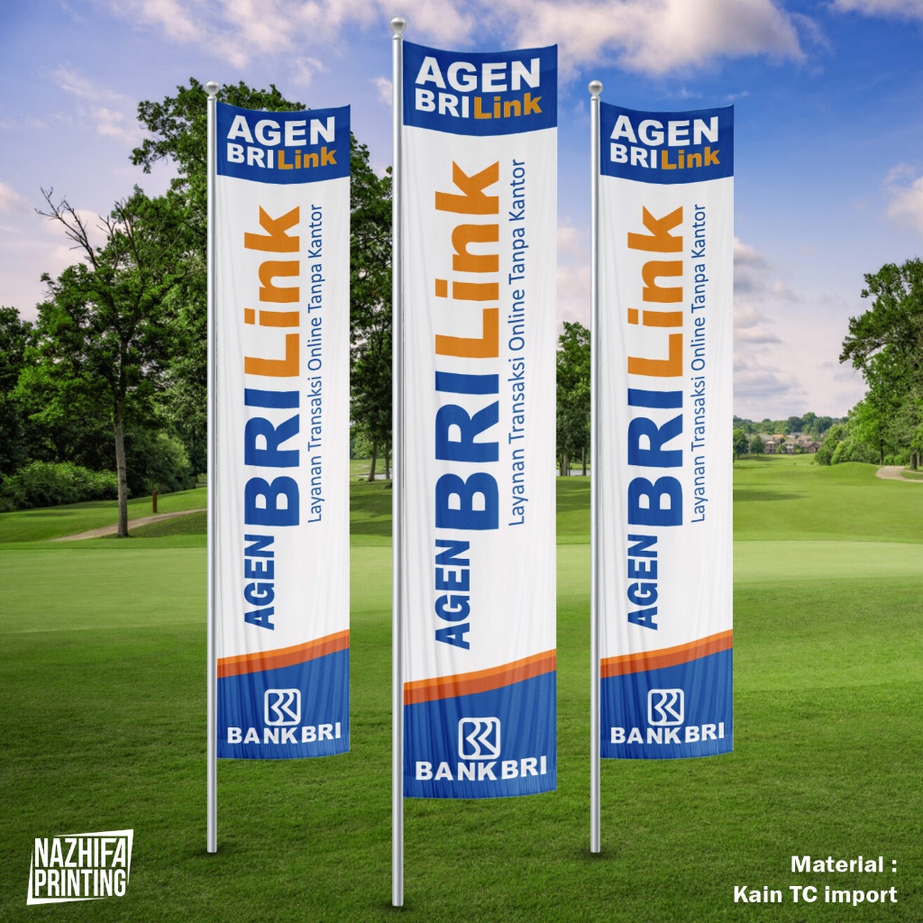 Nazhifa Printing - Umbul-Umbul Agen Bri Link Brilink - Promo Harga Murah, Ukuran Kecil Besar