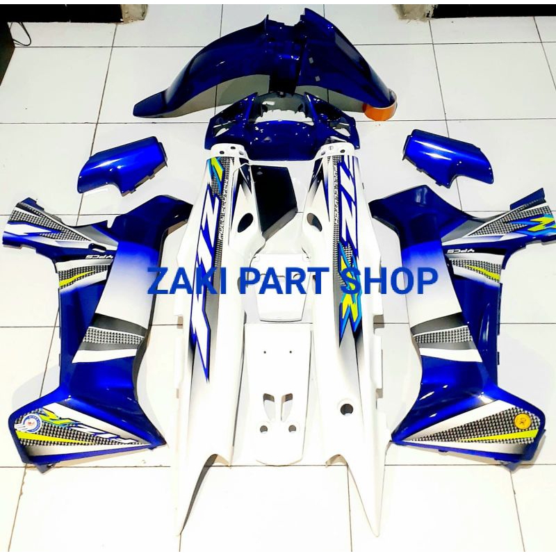 cover body halus full set fizr biru putih 2004 custom cover body halus full set f1zr biru putih 2004