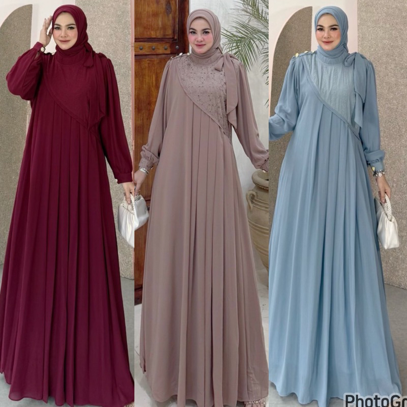 *NEW SAFITRI SET HIJAB BY HIJABIKA TERBARU ORIGINAL DRESS SIMPEL MEWAH ELEGAN CANTIK ORI