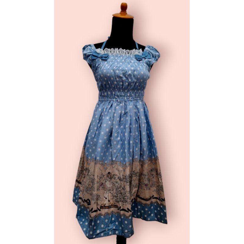Blue Polka Kawaii Lolita Dress Love Nadia Brand From Body Line ori 100%