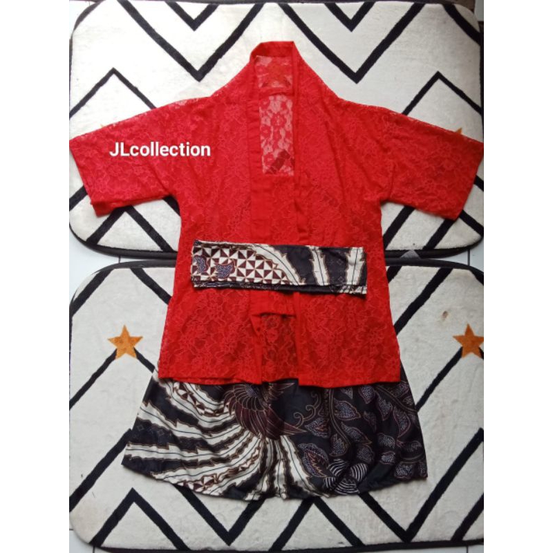 SET ANAK USIA 5-7 THN ROK PENDEK BAJU KEBAYA BRUKAT LENGAN PENDEK