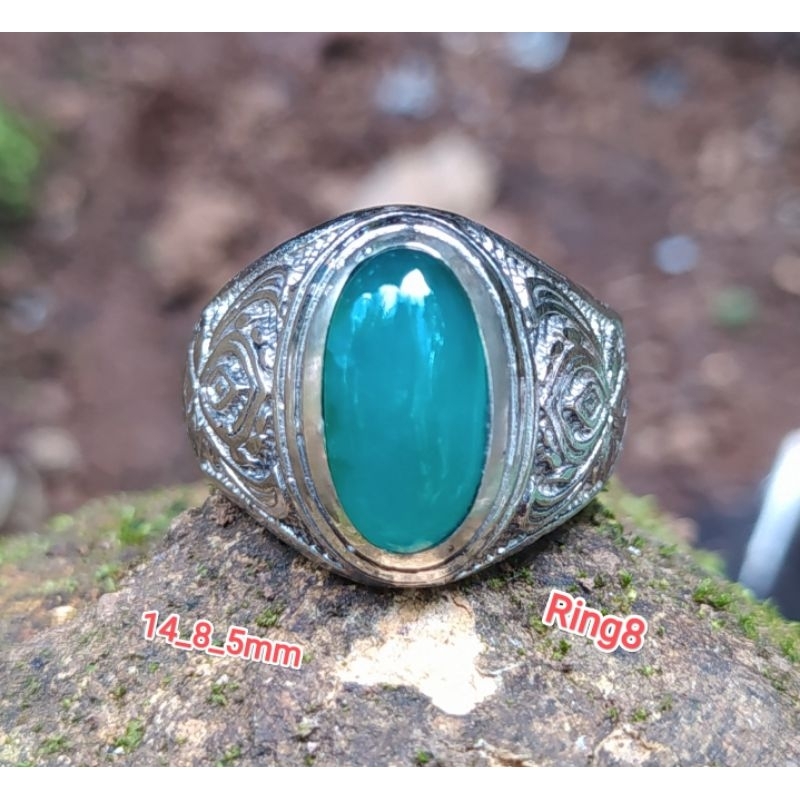 batu akik cincin ijo garut original material sinang panon berkualitas siap pakai