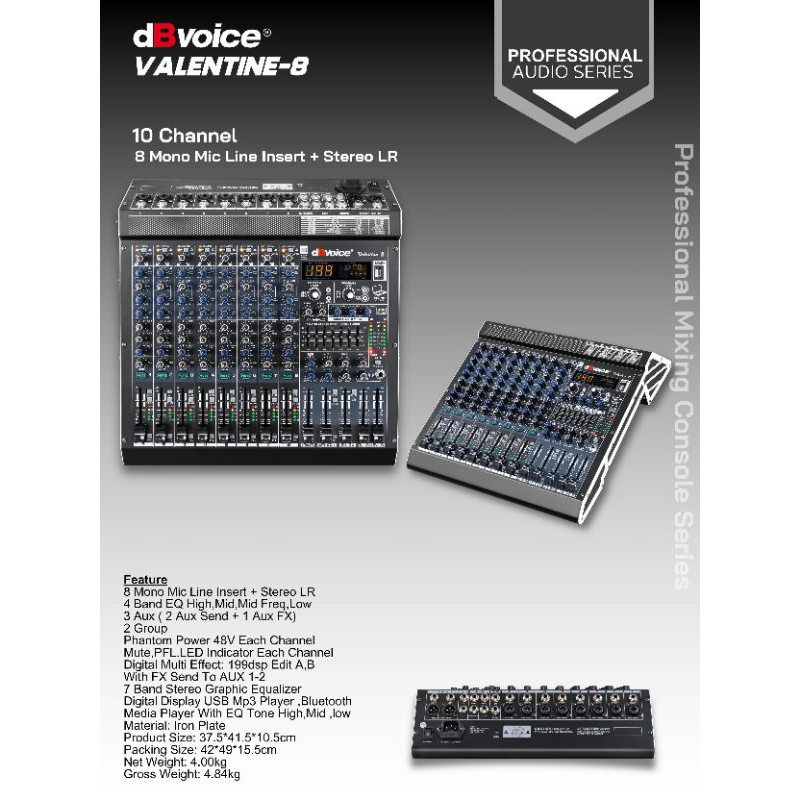MIXER DBVOICE VALENTINE 8 10 CHANNEL EFEK DIGITAL NYESS