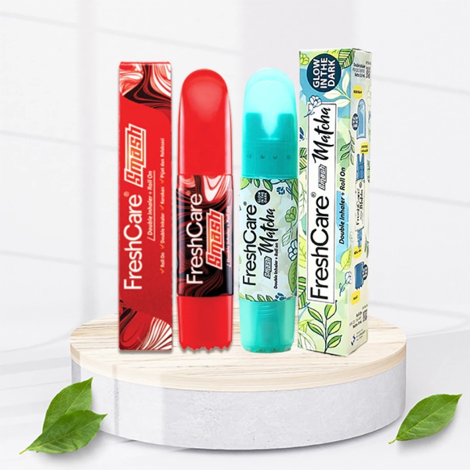 Freshcare Smash merah/matcha Double inhaller + roll on