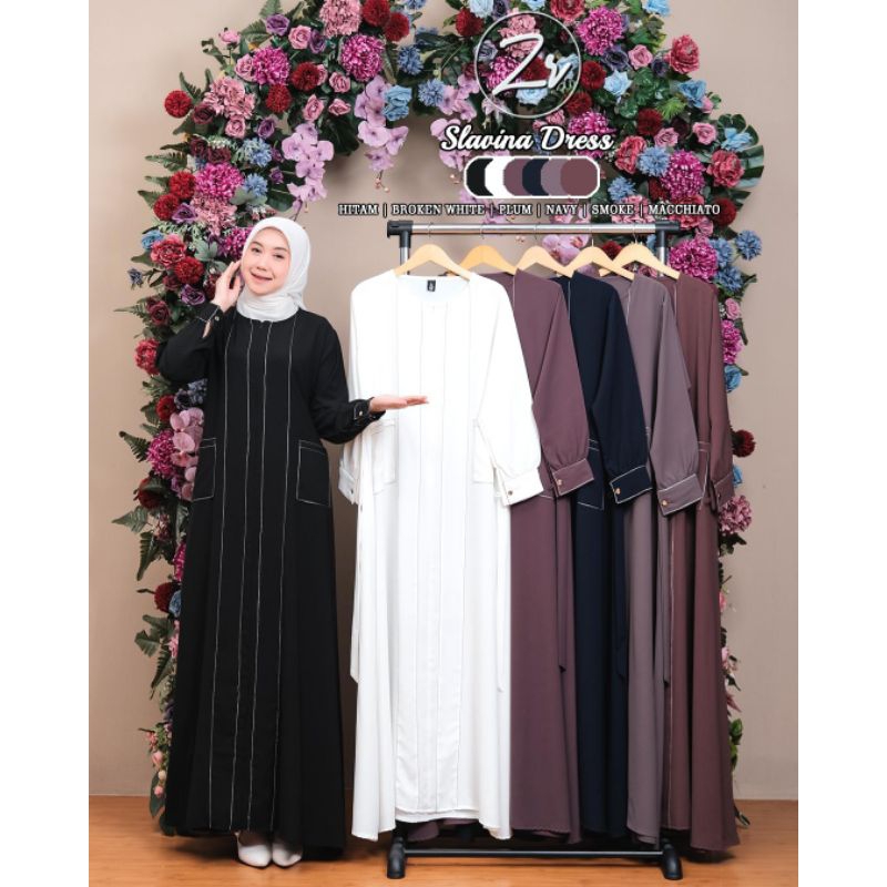 Slavina Dress By ZR/Gamis Wanita Terbaru/Terlaris/Gamis Lebaran
