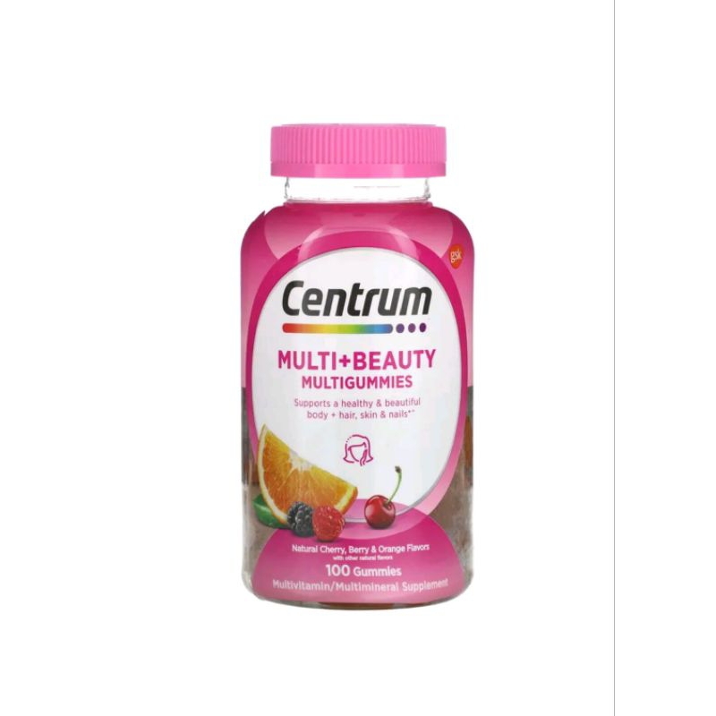 Centrum Multi + Beauty Multigummies Natural Cherry Berry & Orange 100 Gummies