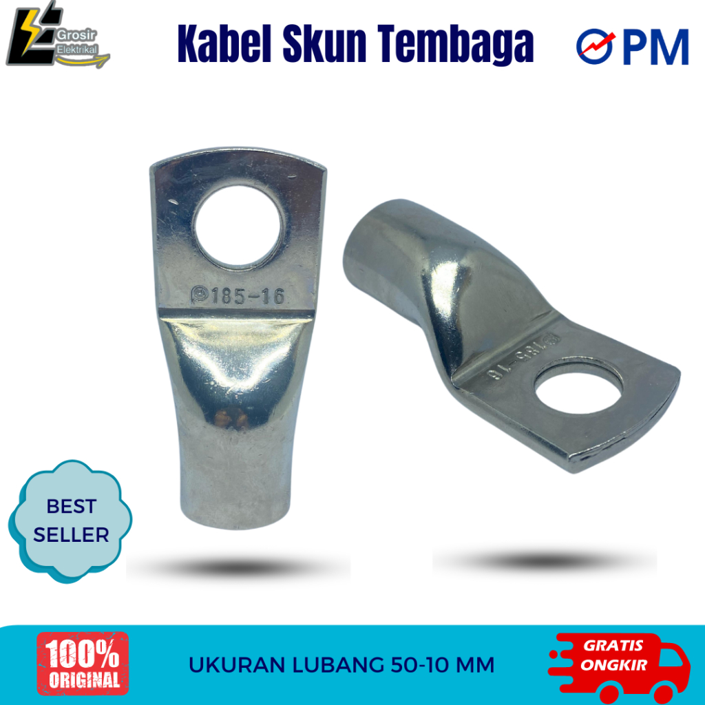 CABLE LUG / KABEL SKUN TEMBAGA 50mm x 10mm PM