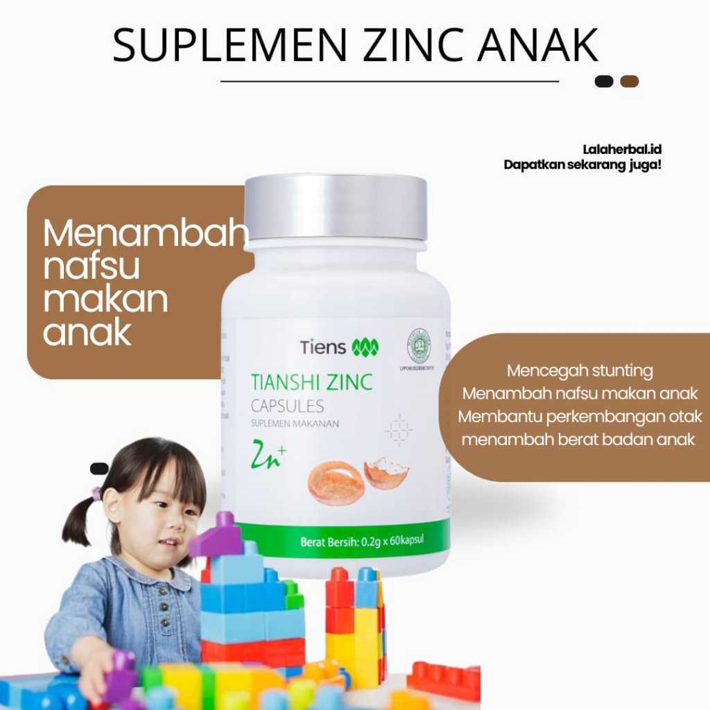 ZINC ANAK SUPLEMEN PENGGEMUK BADAN ZINC TIENS VITAMIN PENAMBAH NAFSU MAKAN ANAK SUPLEMEN KECERDASAN 