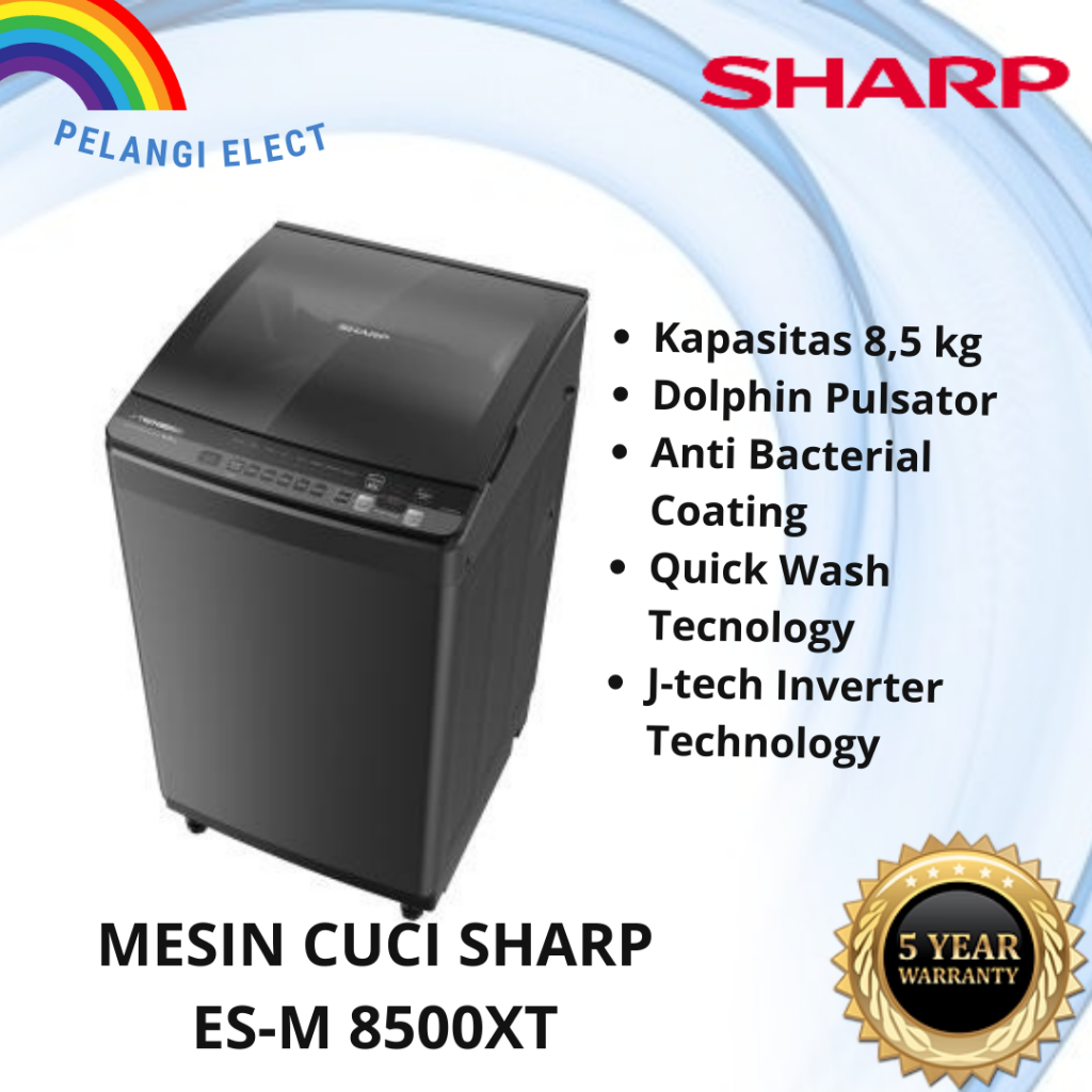 MESIN CUCI SHARP ESM 8500 8.5KG 1 TABUNG TOP LOADING INVERTER
