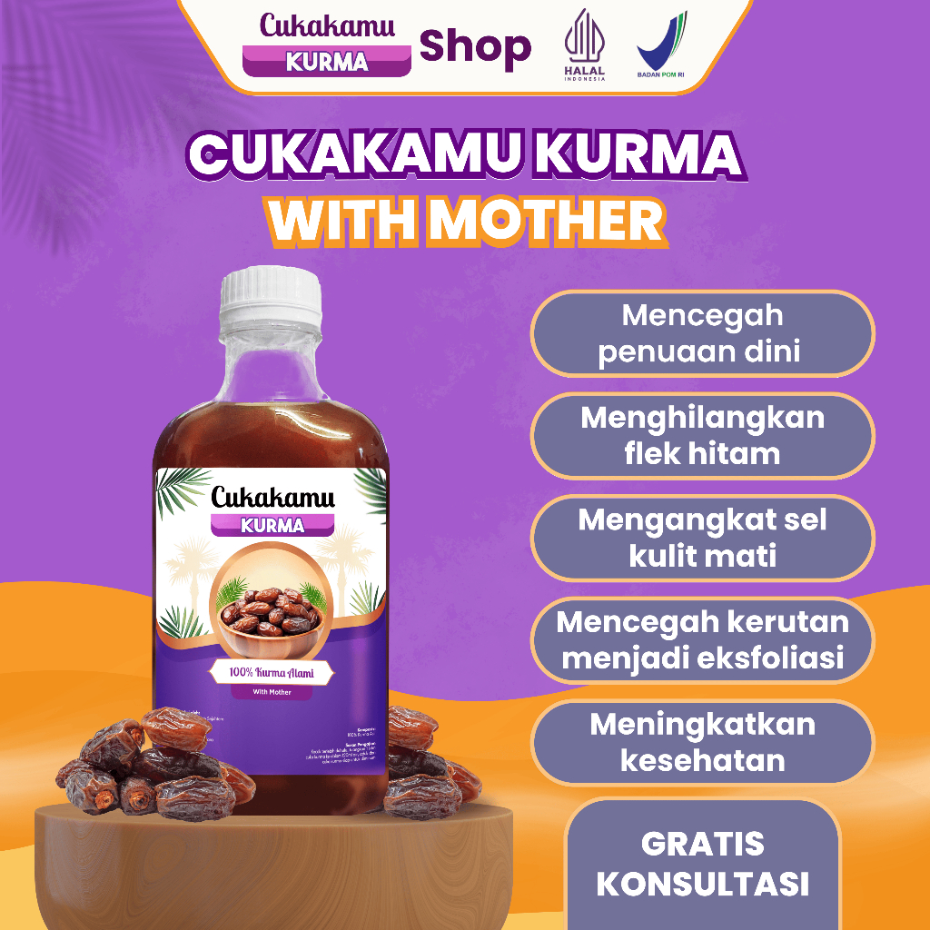 

CUKAKAMU KURMA - Mencerahkan Wajah Putih Bersih Flek Hitam & Kerutan Hilang - 1 Botol