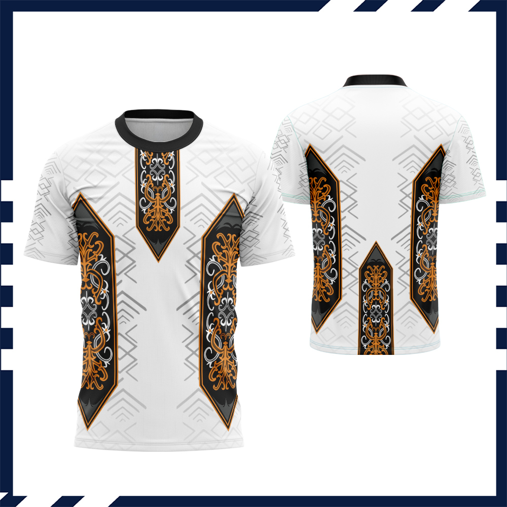 Kaos Jersey Motif Dayak Lengan Penek Panjang Fullprint / Baju Batik Khas Dayak