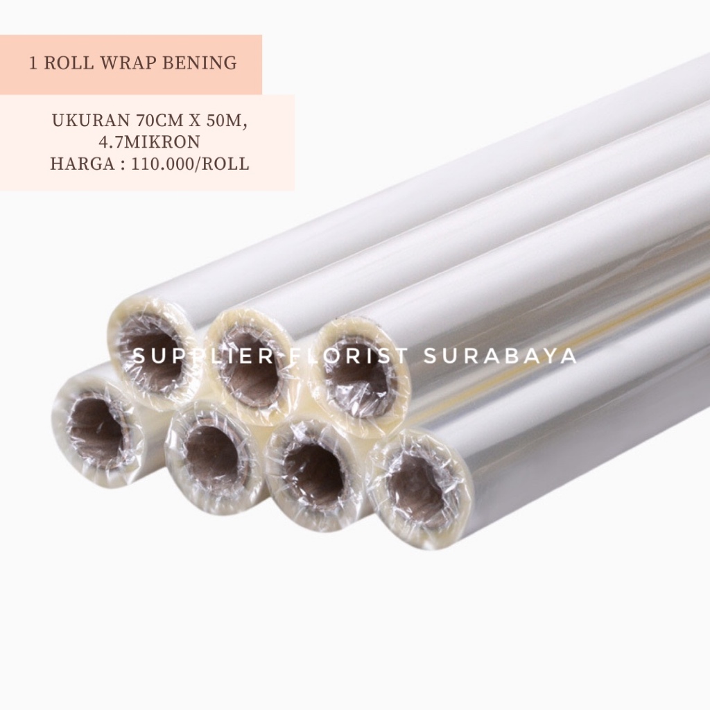 

[1 ROLL] WRAP PLASTIK BENING 4,7 MICRON MIKRON PLASTIC CLEAR TRANSPARAN TEMBUS PANDANG MIKA PEMBUNGKUS BUNGA HAMPERS BINGKISAN KADO WRAPING BUNGA KOREA STYLE KERTAS CELLOPHANE SATU GULUNG OPP BENING DIY FLOWER POLOS