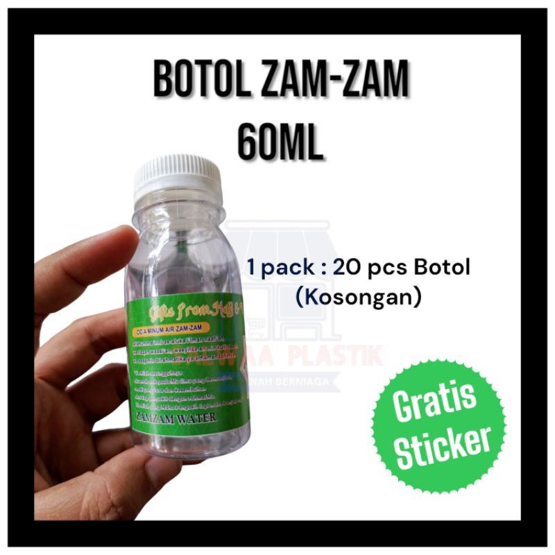 Botol Zam-Zam 60ml Gratis Sticker isi 20pcs