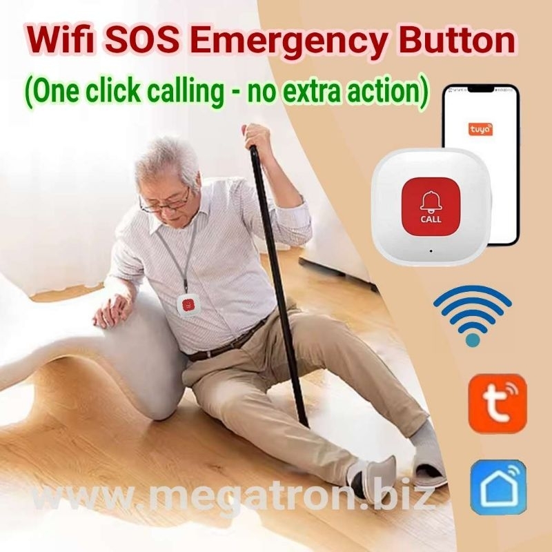 Wifi SOS Emergency Panic Button - Langsung kirim Alarm Notifikasi ke HP (cocok digunakan Lansia di rumah / Panti Jompo)