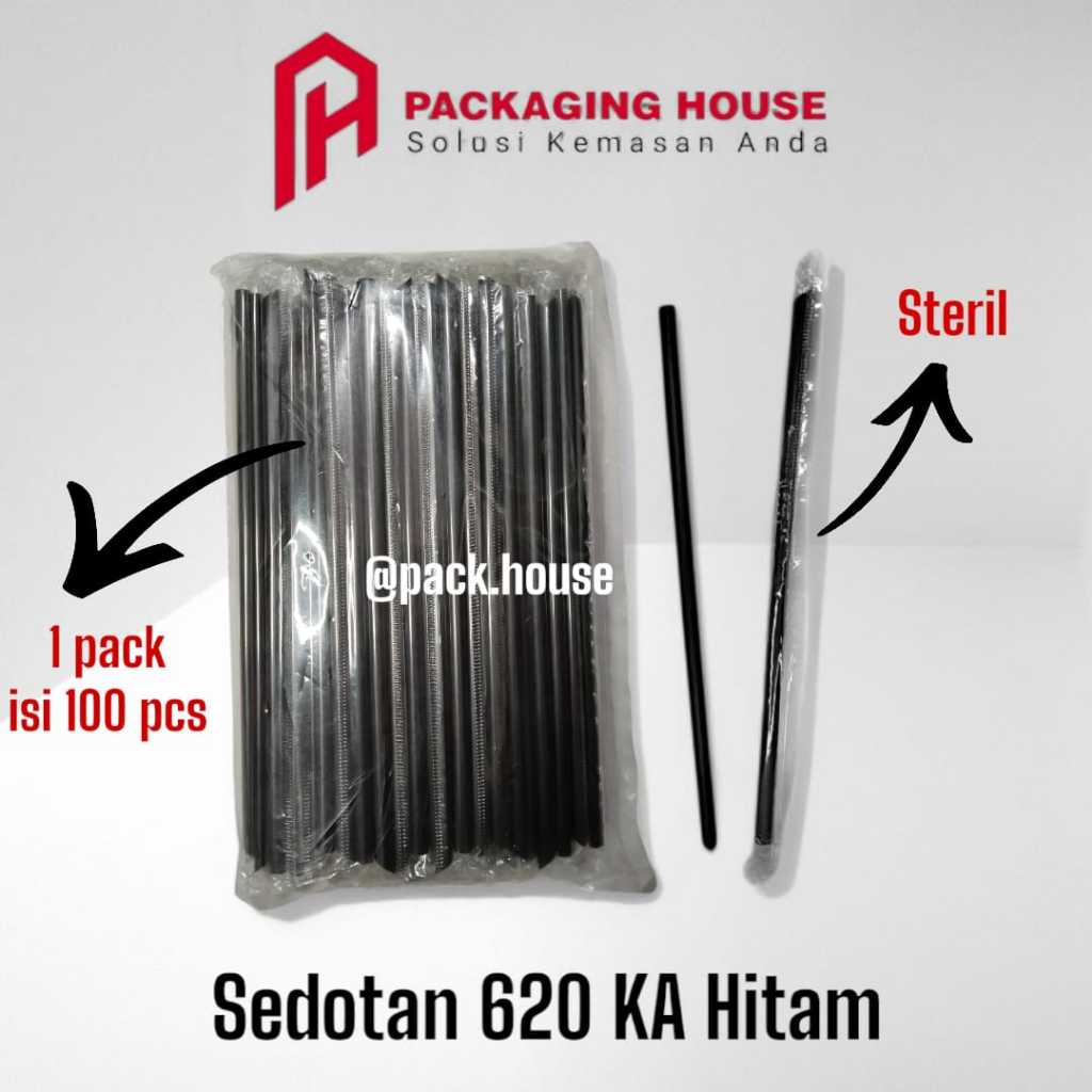 [100 PCS] SEDOTAN 620 ML | SB 620 INDIVIDUAL KA HITAM | SEDOTAN MINUMAN 6 ML | SEDOTAN 6 ML