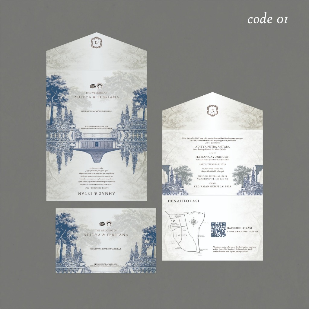 Undangan Softcover Lipat 3 | Undangan Pernikahan | Code 1 (WAJIB BACA DESKRIPSI)