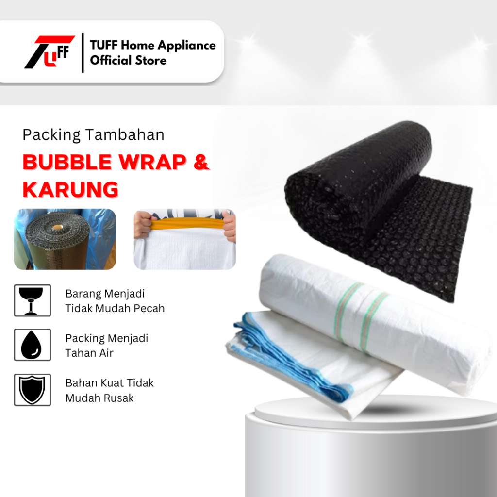 

TUFF BUBBLE WRAP / KARUNG TAMBAHAN UNTUK PACKING AMAN (baca deskripsi dulu)