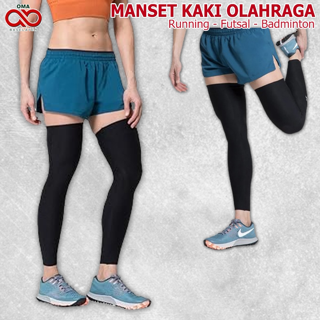 Sepasang Manset Deker Kaki Olahraga Pelindung Lutut Pria Wanita Panjang Running Volly Futsal Basket