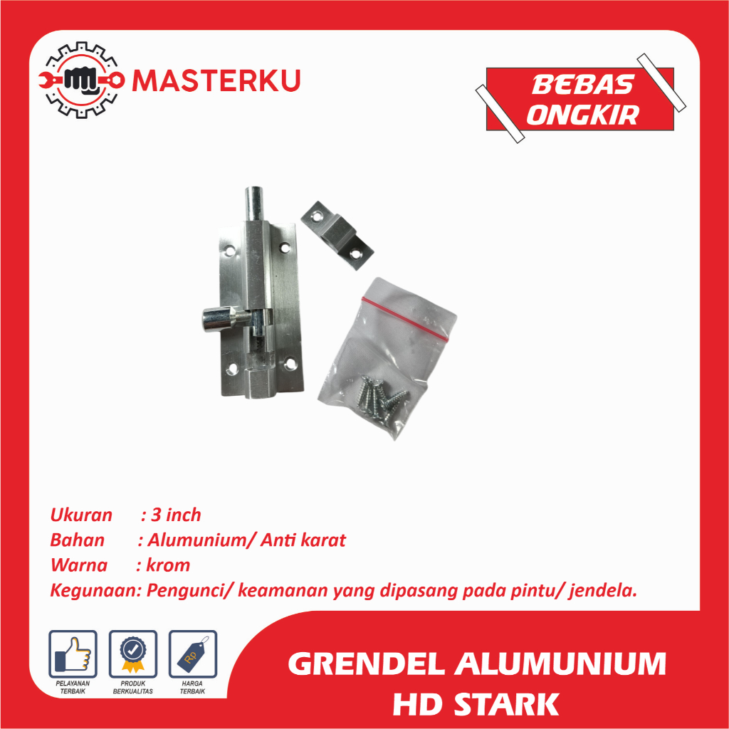 Grendel Aluminium HD Stark / Slot jendela / Slot Pintu / Kunci pintu STARK