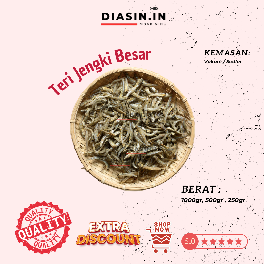 

Ikan Asin Teri Jengki Kering 1Kg, 1/2 Kg, 250Gr - Teri Jengki Besar
