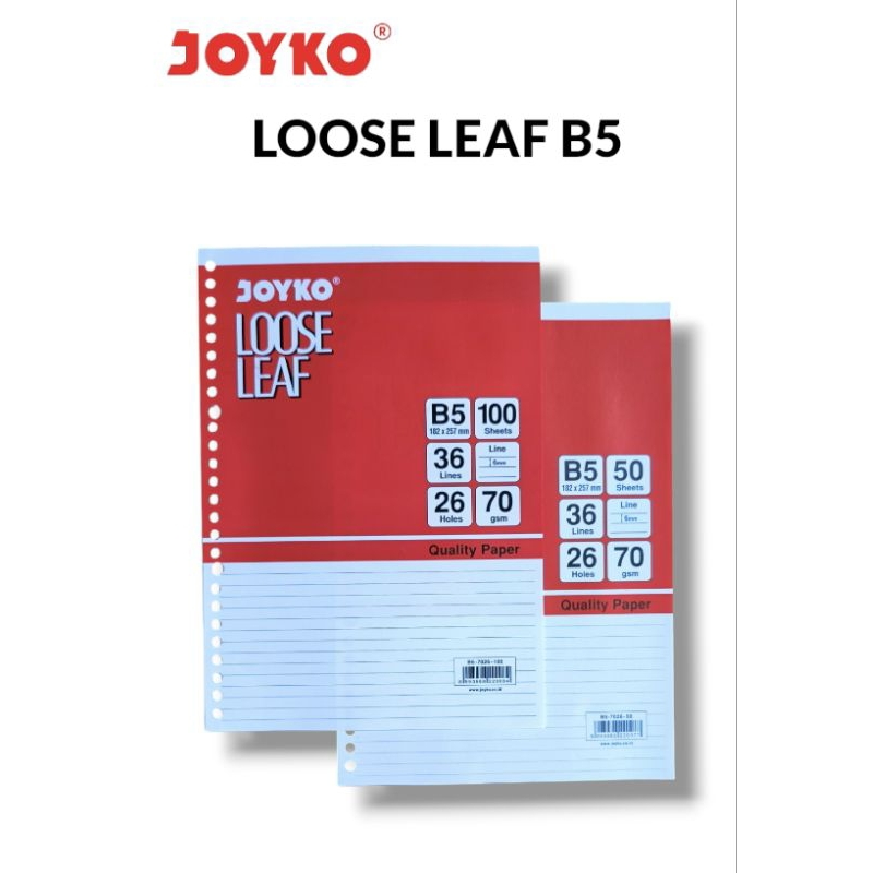 

LOOSE LEAF JOYKO B5 GARIS 70GSM ( PAK )