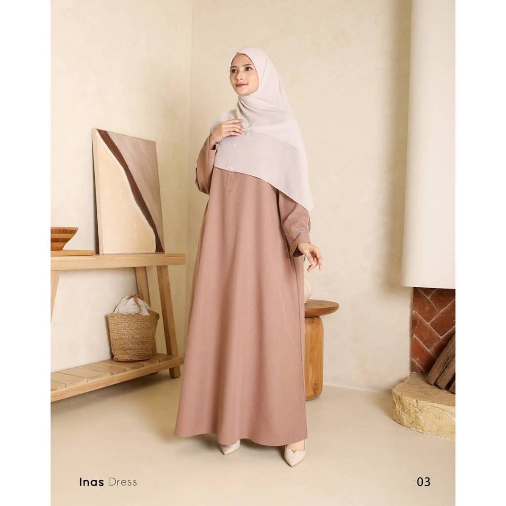 Inas Dress Zizara Gamis Abaya Polos Cantik Baju Lebaran Terbaru