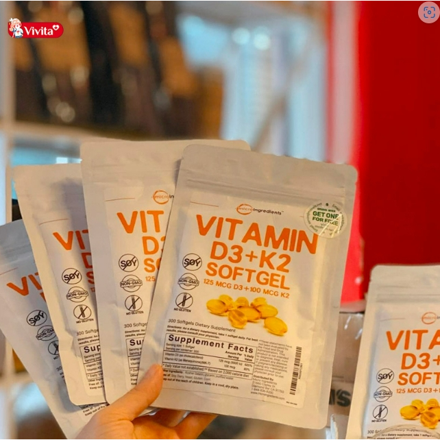 Micro Ingredients MicroIngredients Vitamin D3 1000IU K2 25 mcg 300 Softgels
