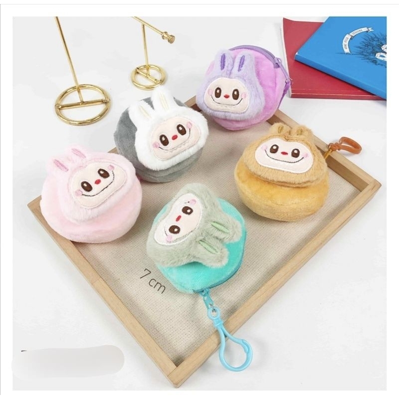 Dompet Koin Bulu Boneka labubu VIRAL Mini Gantungan Dompet Uang Receh