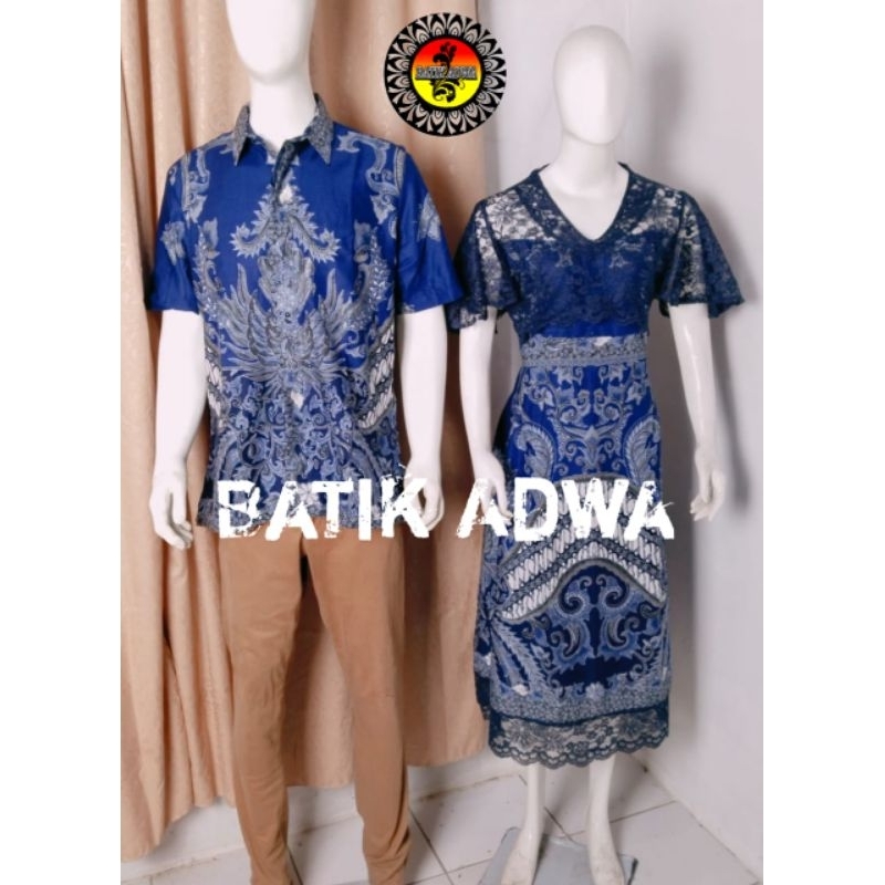 Dress Anggun Lapis Furing Kombinasi Brokat - Batik Adwa - Kain Katun Primisima Premium - Baju Pesta